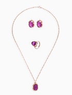 Гарнитур 3 предмета: серьги, кулон, кольцо безразмерное «Эдель» классик, цвет фиол в золоте, 45 см - Фото 1