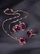 Гарнитур 3 предмета: серьги, кулон, кольцо безразмерное «Эдель» классик, цвет фиол в золоте, 45 см - Фото 2