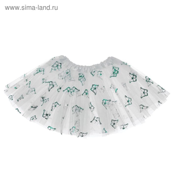 Карнавальная юбка "Бабочки" 3-х слойная 4-6 лет, бабочки зеленые - Фото 1