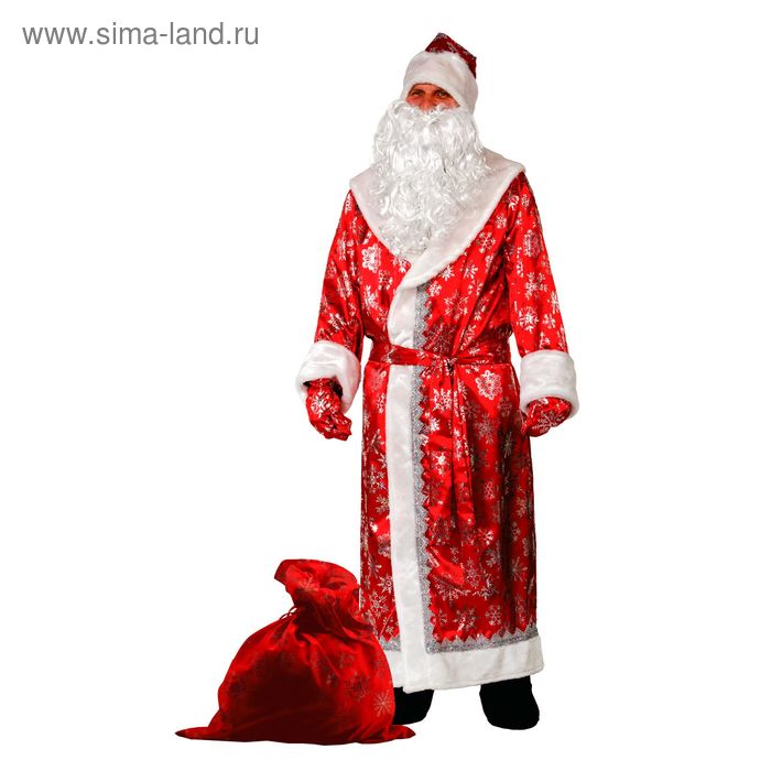 Карнавальный костюм «Дед Мороз», сатин, р. 54-56, цвет красный - Фото 1