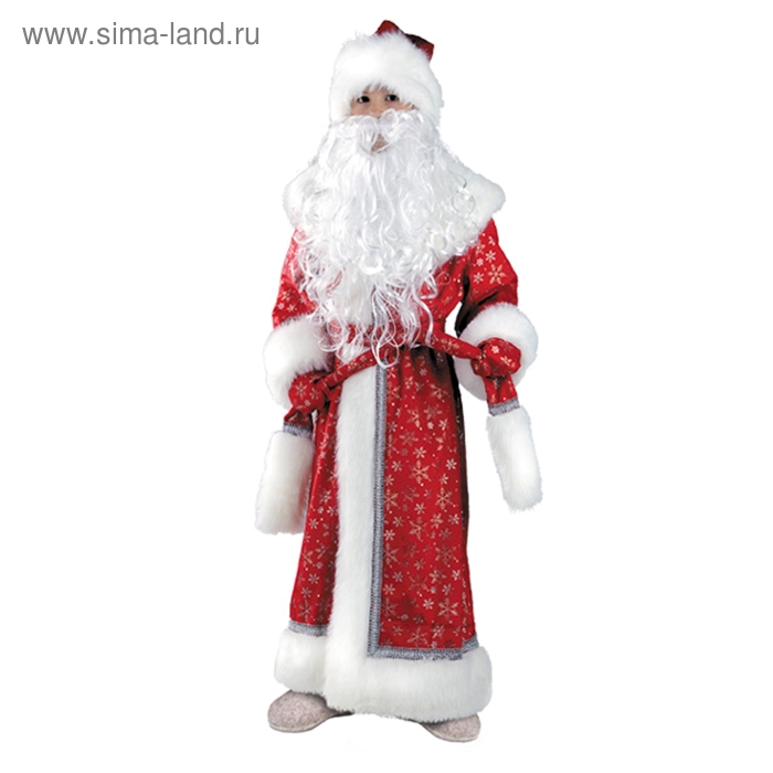 Карнавальный костюм «Дед Мороз», плюш, пальто, рукавицы, шапка, р. 32, рост 128 см - Фото 1