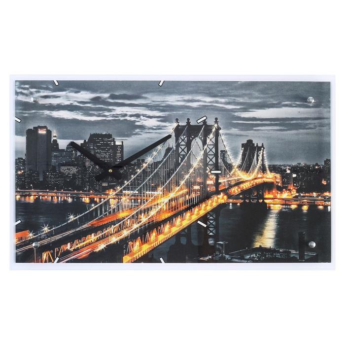 Часы-картина настенные, серия: Город, "Манхэттенский мост", 35х60 см - Фото 1