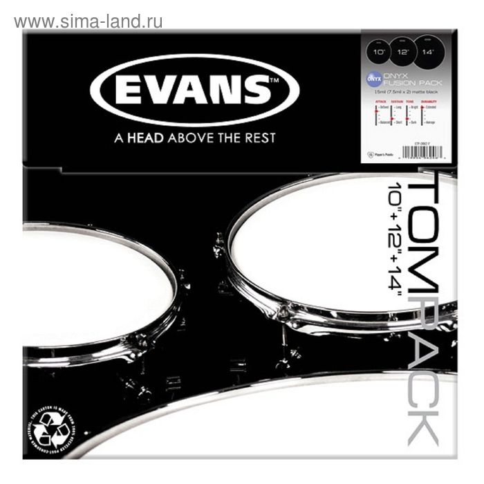 Набор пластика для том барабана Evans ETP-ONX2-F Onyx Coated Fusion (10", 12", 14") - Фото 1