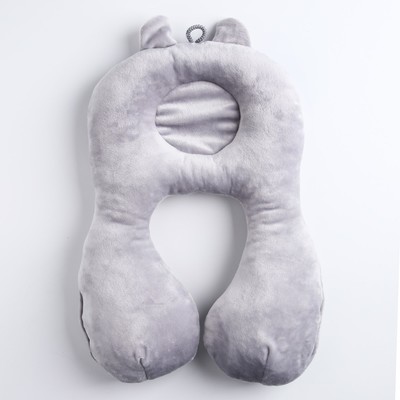 Подушка дорожная детская для путешествий «Котенок», ортопедическая, цвет серый
