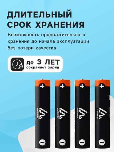 Батарейка солевая Luazon Heavy Duty, AAA, R03, спайка, 4 штуки