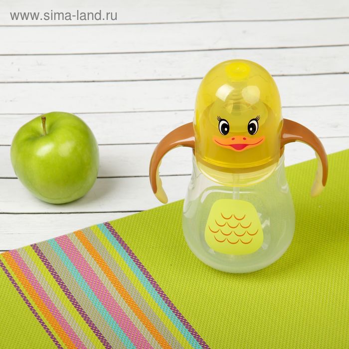 Бутылочка для кормления антиколиковая «Птенчик», с ручками, 280 мл, от 0 мес., цвет жёлтый - Фото 1