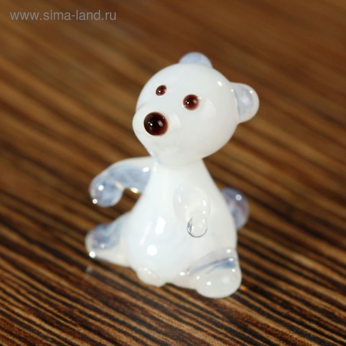 Сувенир стекло микро "Медведь белый сидя" 1,3х1,2х1,2 см - Фото 1