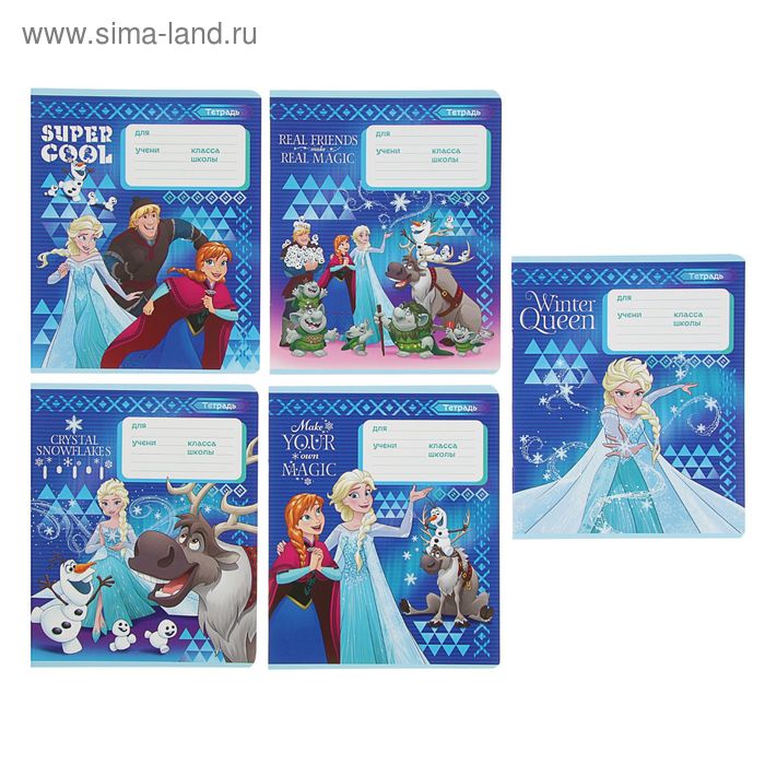 Тетрадь 12 листов клетка Disney "Холодное сердце-90", обложка мелованный картон, МИКС - Фото 1