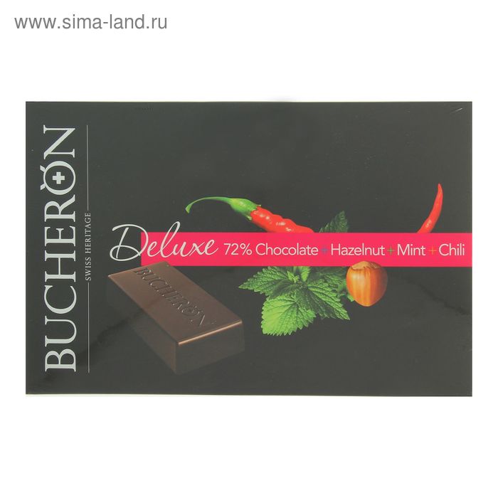 Шоколад "Bucheron Deluxe" горький с фундуком, мятой и кайенским перцем, 95 г - Фото 1