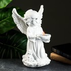 Фигура "Ангел с чашей" белый 19х19х33см - фото 2853134