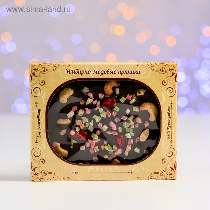 Пряник "Кешью" в шоколадной глазури с орехами и сухофруктами, 150 г - Фото 1