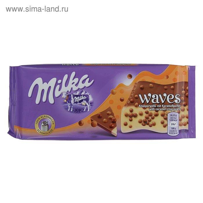 Шоколадная плитка Milka Waves Caramel 81 г - Фото 1