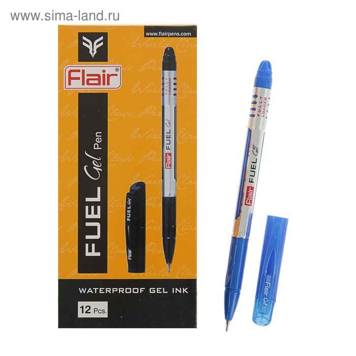 Ручка гелевая Flair Fuel, узел-игла 0.3-0.5 мм, водоустойчивая, мягкое письмо, стержень синий - Фото 1