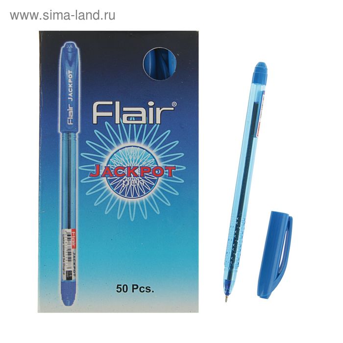 Ручка шариковая Flair Jackpot, узел-игла 0.6 мм, масляная основа, насечки в зоне хвата, стержень синий - Фото 1