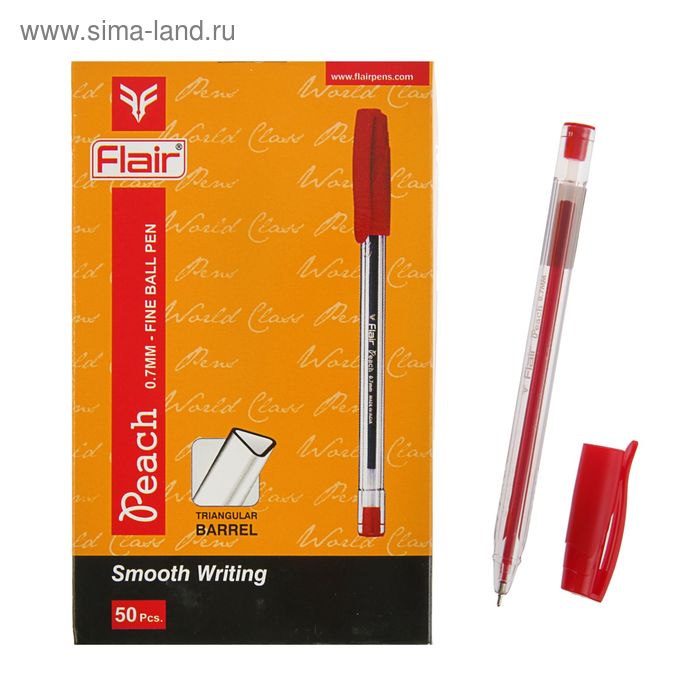 Ручка шариковая Flair Peach, узел-игла 0.7 мм, масляная основа, треугольный корпус, стержень красный - Фото 1