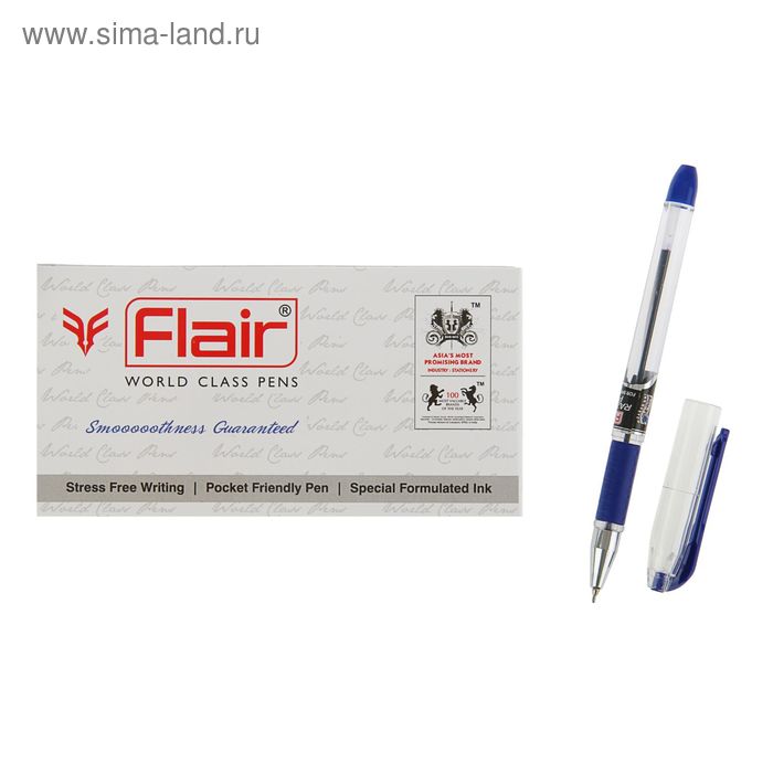 Ручка шариковая Flair Razor, узел-игла 0.5 мм, резиновый упор, масляная основа, стержень синий - Фото 1