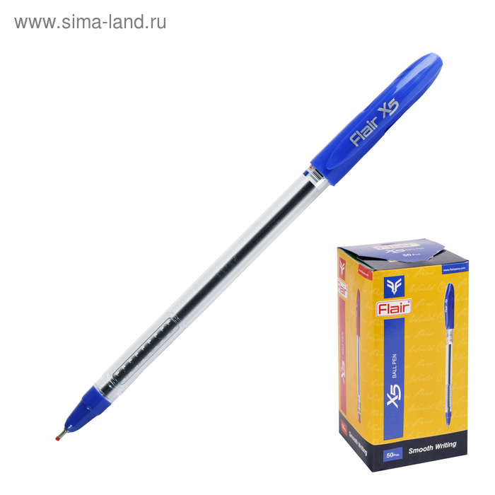 Ручка шариковая Flair X-5, узел-игла 0.7 мм, масляная основа, стержень синий - Фото 1