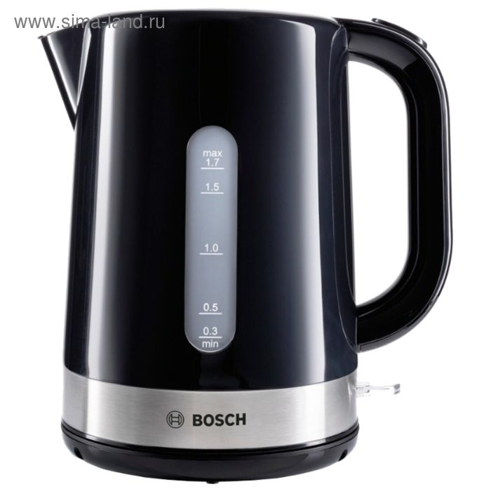 Чайник электрический Bosch TWK7403, пластик, 1.7 л, 2200 Вт, черный - Фото 1