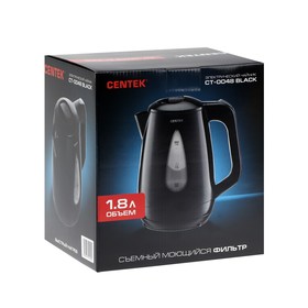 

Чайник электрический Centek CT-0048, 1.8 л, 2200 Вт, черный