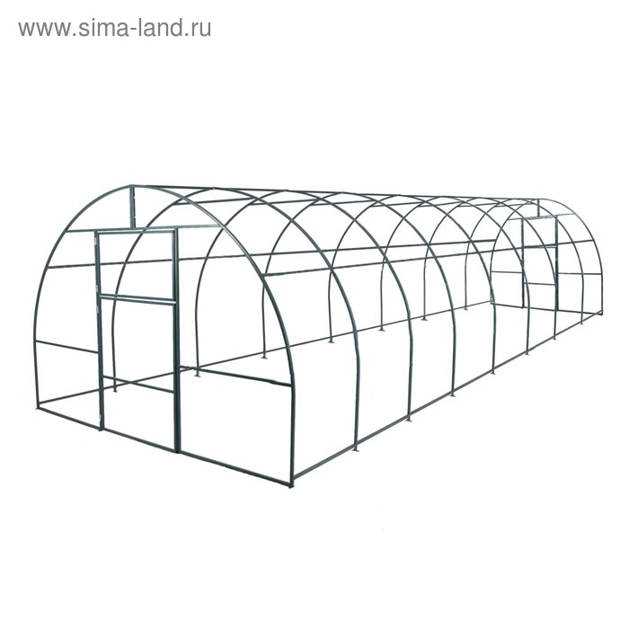 Теплица (каркас), 8 × 3 × 2 м, металл, профиль 20 × 20 мм, шаг дуги 1 м, без поликарбоната - Фото 1