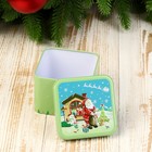 Шкатулка металл новогодняя квадрат "Дедушка мороз с подарками" 6,5х7,5х7,5 см - Фото 4