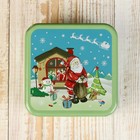 Шкатулка металл новогодняя квадрат "Дедушка мороз с подарками" 6,5х7,5х7,5 см - Фото 5