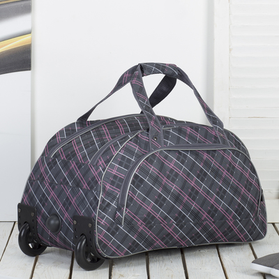 Сумка дорожная на колёсах, отдел на молнии, наружный карман, цвет серый