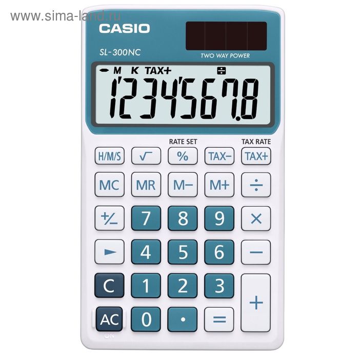 Калькулятор настольный Casio SL-300NC-BU 8-разрядный синий - Фото 1