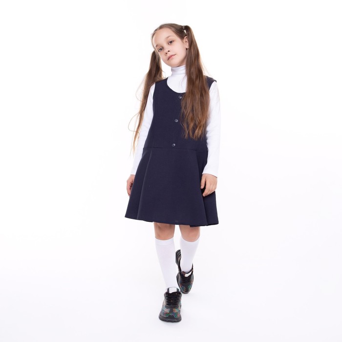 Школьный сарафан для девочки, цвет синий, рост 152 - Фото 1