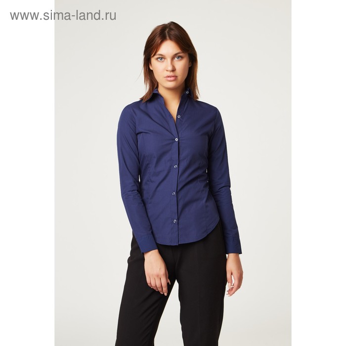 Рубашка женская с рельфами, размер 44, цвет синий, 65% хлопок + 35% п/э - Фото 1