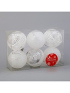 Ёлочные игрушки «Изморозь», шары новогодние, d=6 см, набор 6 шт., кружева, белый - Фото 6