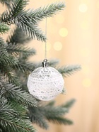Ёлочные игрушки «Изморозь», шары новогодние, d=6 см, набор 6 шт., кружева, белый - Фото 3