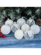 Ёлочные игрушки «Снежная изморозь», шары пластиковые, d=6 см, набор 9 шт., белый - Фото 6