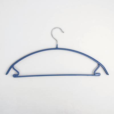 Плечики для одежды с перекладиной Доляна, размер 44-46, антискользящее покрытие, дугообразная, цвет синий