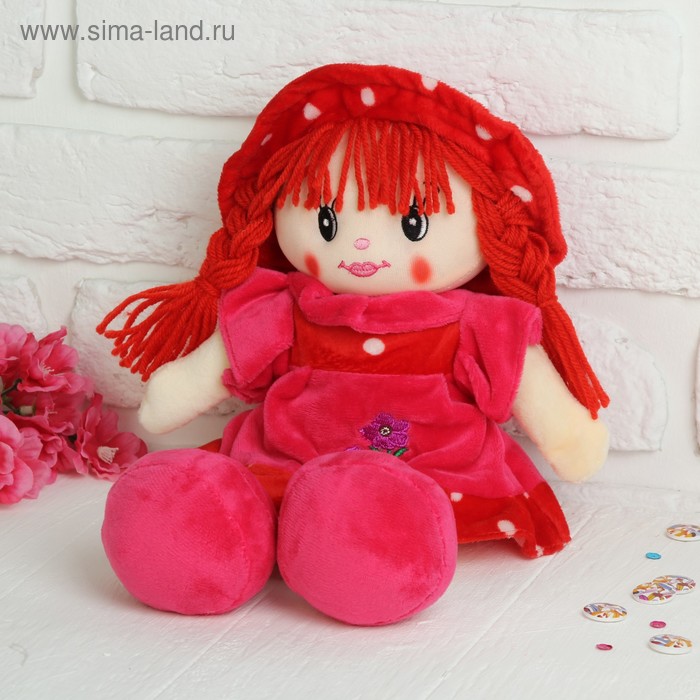 Мягкая игрушка кукла "Девочка" косички, цветочек на платье, цвета МИКС - Фото 1