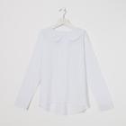Школьная блузка для девочки, цвет белый, рост 128 - Фото 2