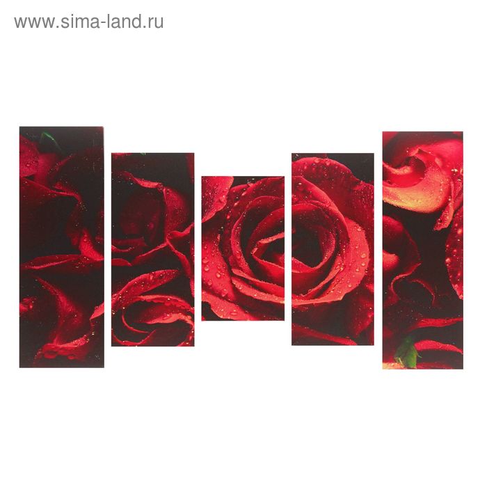 Картина модульная на подрамнике "Розы" 2-25х57; 2-25х72;1-25х43 см  (125х72см) - Фото 1