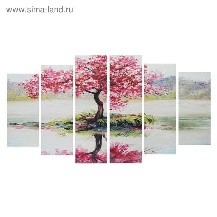 Картина модульная на подрамнике "Дерево Сакуры" 2-25*57,5;2-25*74,5;2-25*84,5, 150*84,5см - Фото 1