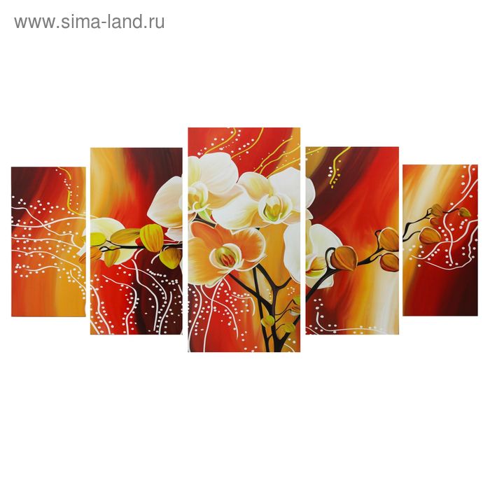 Картина модульная на подрамнике "Белая орхидея" 2-40*80; 2-50*100; 1-60*120: 120*250 см - Фото 1