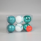 Ёлочные игрушки «Изумрудик-ёлочка», шары новогодние, d=6 см, набор 6 шт., бело-зелёный - Фото 4