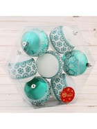 Ёлочные игрушки «Изумрудик-снежный орнамент», шары новогодние, d=8 см, набор 7 шт., бело-зелёный - Фото 3