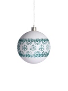 Ёлочные игрушки «Изумрудик-снежный орнамент», шары новогодние, d=8 см, набор 7 шт., бело-зелёный - Фото 4