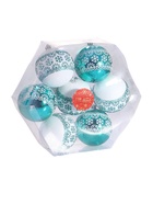 Ёлочные игрушки «Изумрудик-снежный орнамент», шары новогодние, d=8 см, набор 7 шт., бело-зелёный 2131466