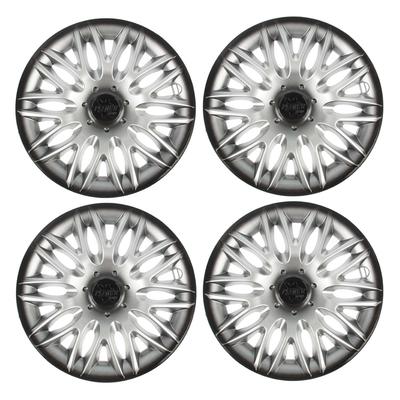 Колпаки колесные R=14 «ПАУЭР», серебристо-черный, набор 4 шт.