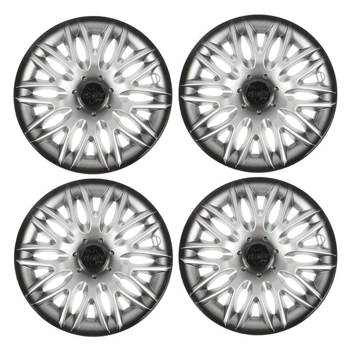 Колпаки колесные R=14 «ПАУЭР», серебристо-черный, набор 4 шт. - Фото 1