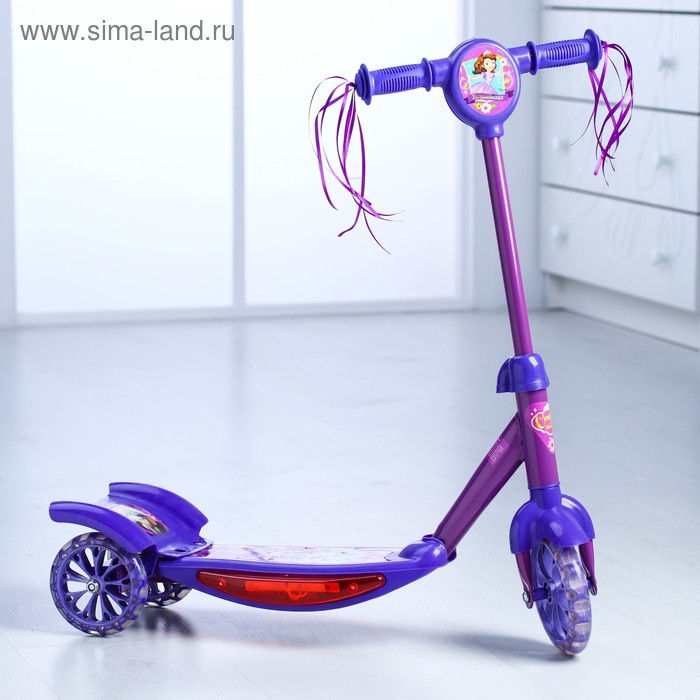 Самокат детский "София Прекрасная" 2017 музыка, свет, три колеса PVC d=130/110 мм - Фото 1