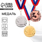 Медаль призовая «3 место» бронза 071, с лентой, 4.3×4.6 см - Фото 1
