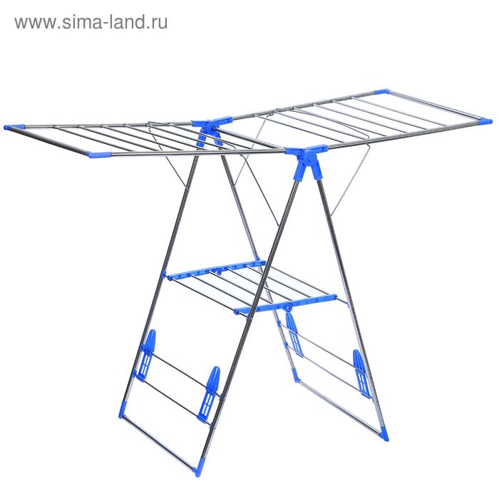 Сушилка для белья напольная складная, 140×60×95, рабочая длина 10 м, нержавеющая сталь, цвет МИКС - Фото 1