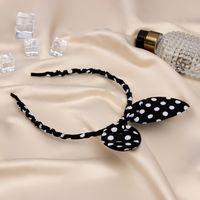 Ободок для волос Выбражулька «Веселые ушки», горох, чёрный - Фото 1