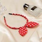 Ободок для волос «Веселые ушки», горох, красный - Фото 1